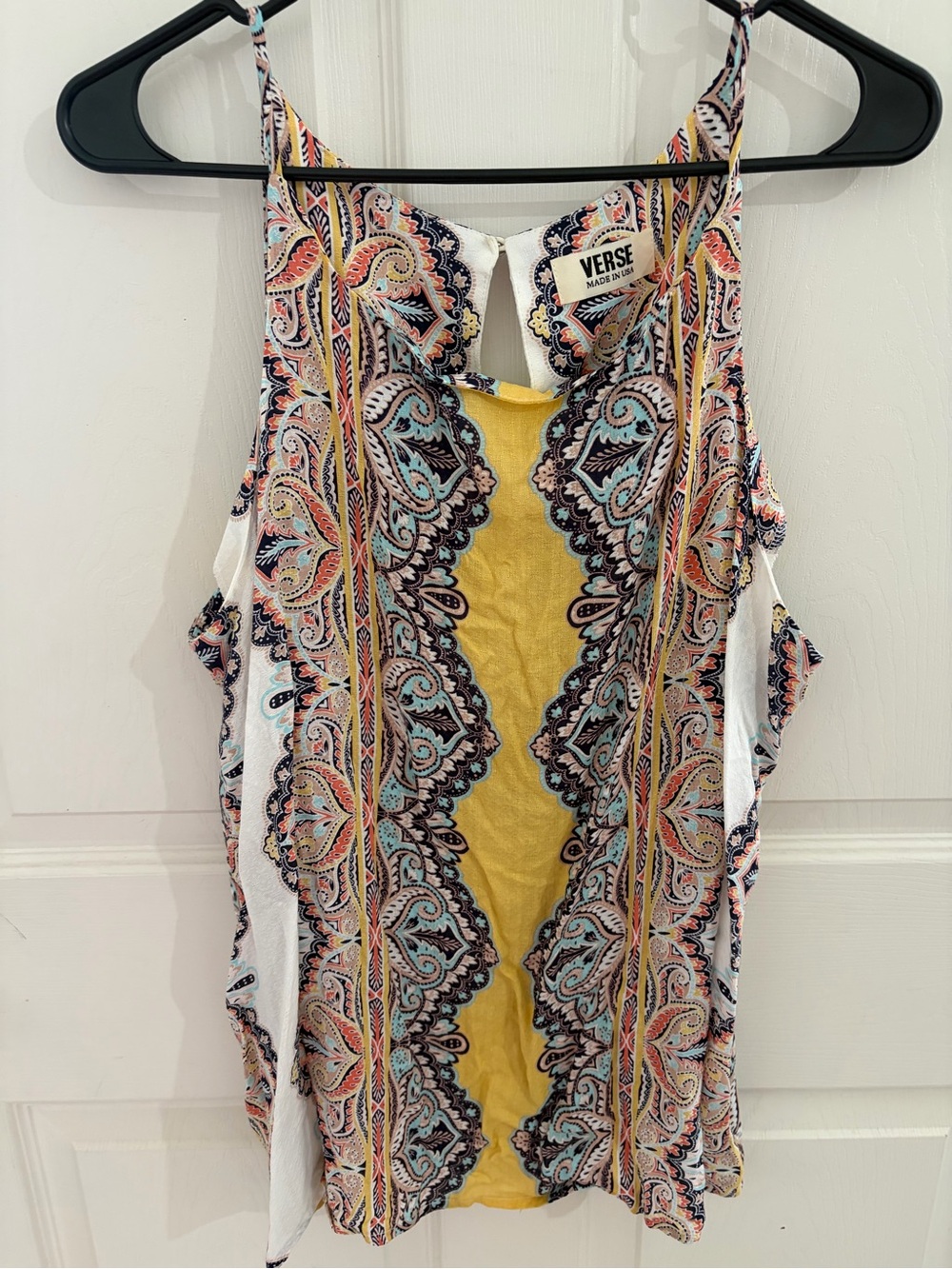 3 for $20 VERSE Made in USA Boho Paisley Sleeveless Tank Top Yellow Multicolor X